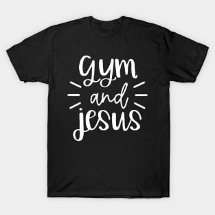 gym and jesus, workout, sport, cute gym, gym gift, positive sport, motivational, T-Shirt